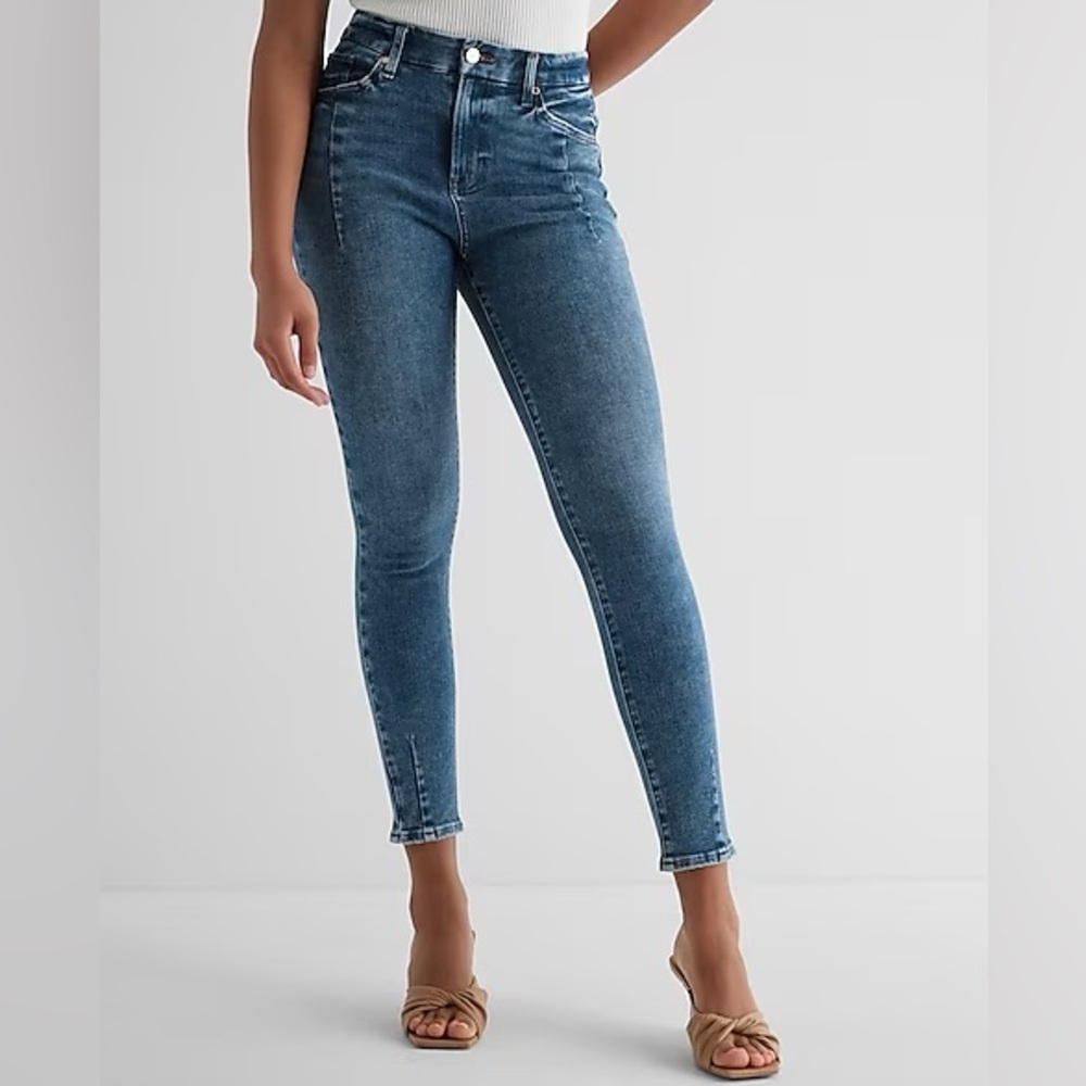Express High Waisted Medium Wash Seam FlexX Skinny Jeans